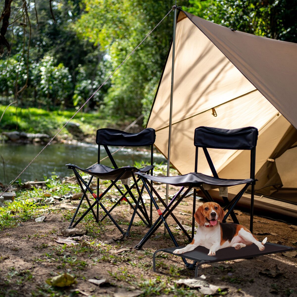 Culcus/sezolng pentru caini, de exterior si interior, capacitate 35 kg, 19 x 111 x 65 cm - imagine 2