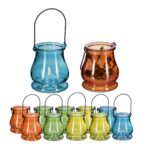 Set 12 suporturi lumanari, stil felinar, multicolor, dimensiuni 10 x 8,5 cm
