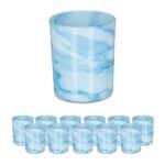 Set 12 pahare pentru lumanari, albastru/crem, dimensiuni 8,5 cm, Relaxdays