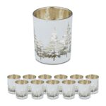 Set 12 pahare pentru lumanari, alb/auriu, dimensiuni 8,5 x 7 cm, Relaxdays