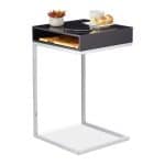Masuta de cafea, stil modern, cu spatiu de depozitare, 63 x 37 x 38 cm, MDF, alb/negru