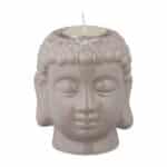 Suport decorativ pentru lumanari Buddha, din ceramica, gri, 9,5 x 8 x 8 cm