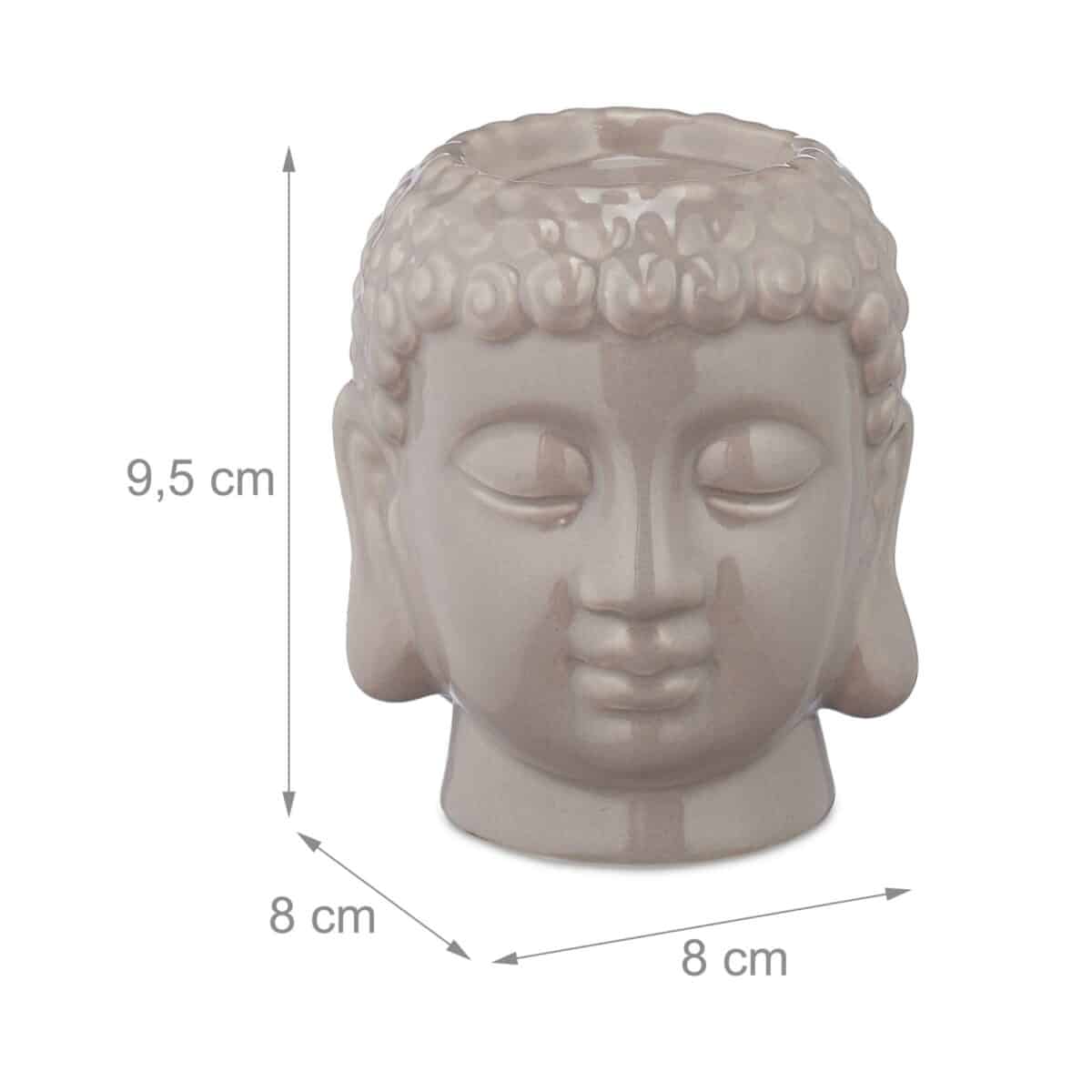 Suport decorativ pentru lumanari Buddha, din ceramica, gri, 9,5 x 8 x 8 cm - imagine 3