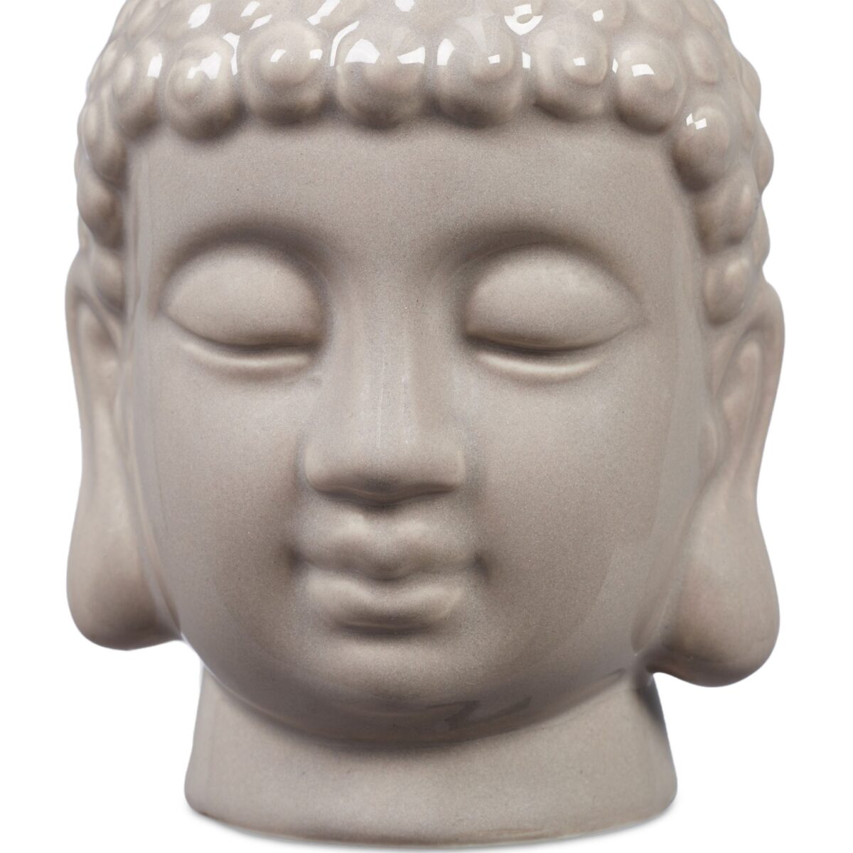 Suport decorativ pentru lumanari Buddha, din ceramica, gri, 9,5 x 8 x 8 cm - imagine 5