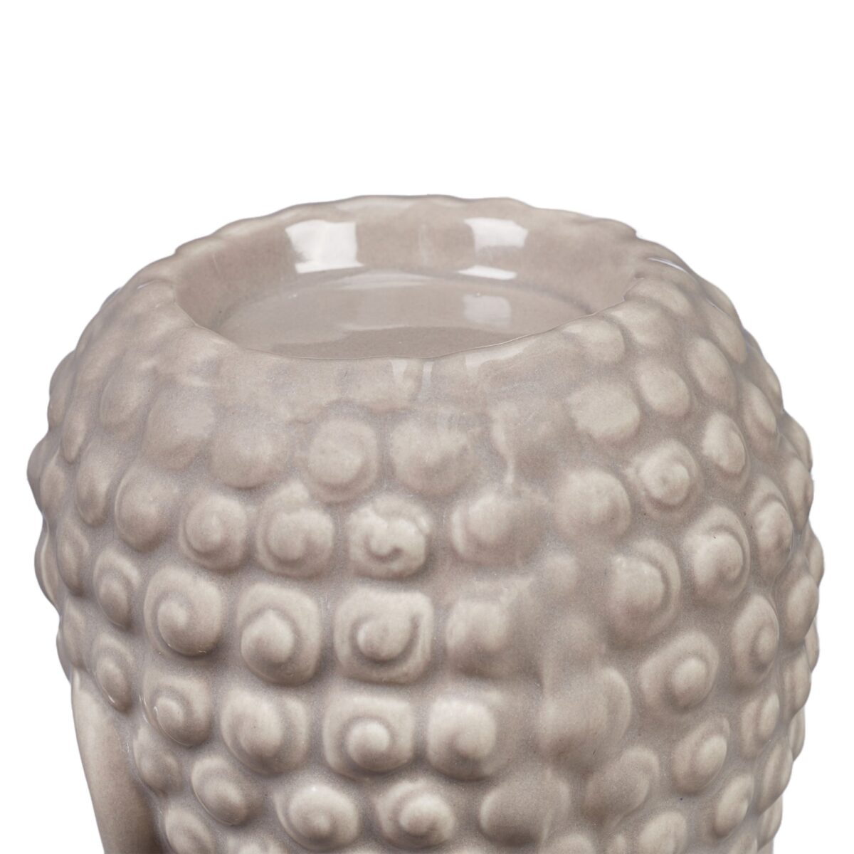 Suport decorativ pentru lumanari Buddha, din ceramica, gri, 9,5 x 8 x 8 cm - imagine 6