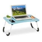 Suport laptop, pliabil, MDF, blue , 26 x 63 x 40 cm, Relaxdays