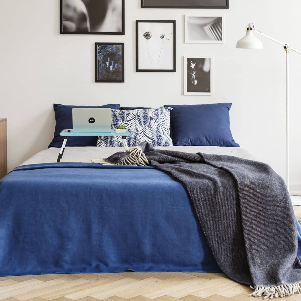 Suport laptop, pliabil, MDF, blue , 26 x 63 x 40 cm, Relaxdays - imagine 2