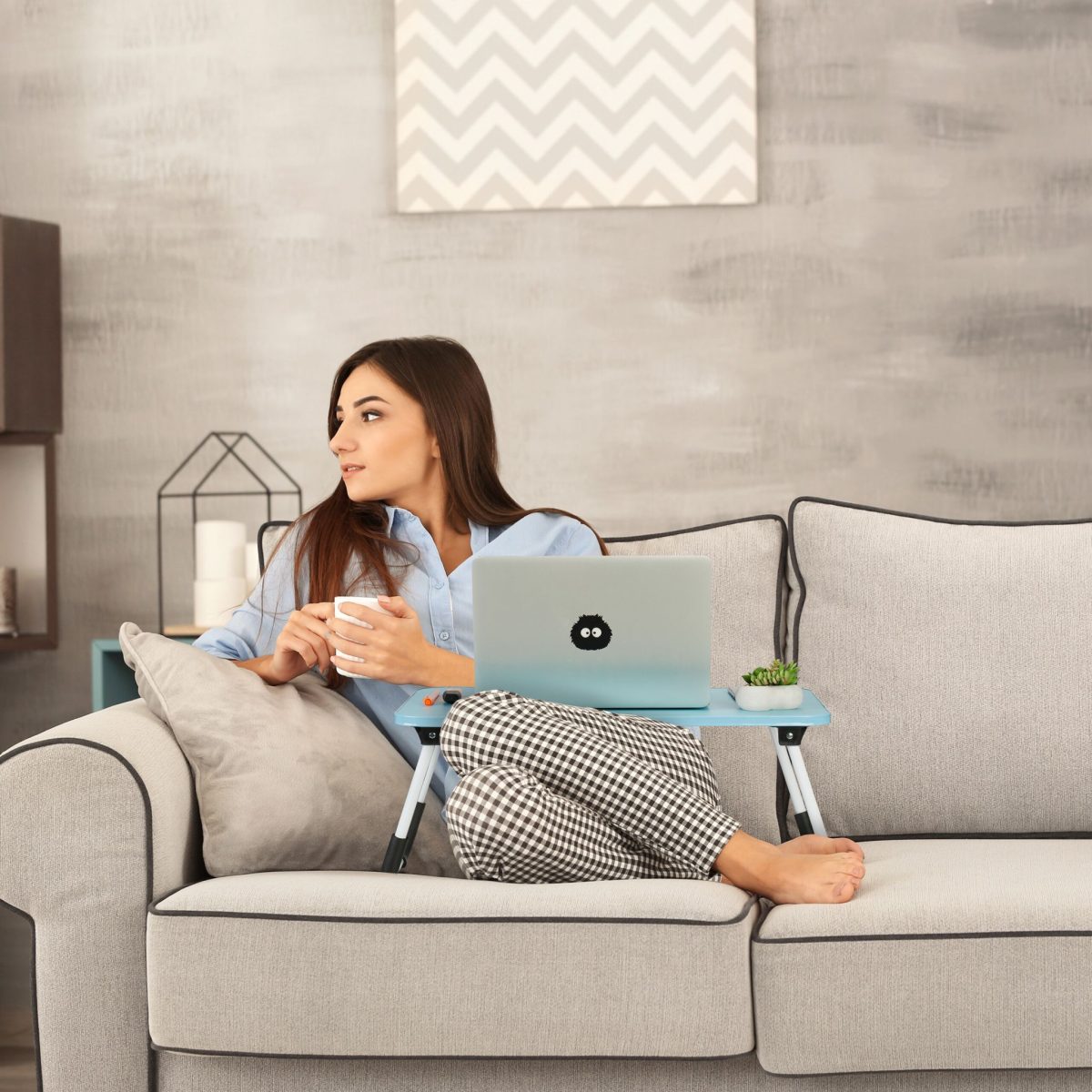 Suport laptop, pliabil, MDF, blue , 26 x 63 x 40 cm, Relaxdays - imagine 3