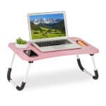 Suport laptop, pliabil, MDF, roz , 26 x 63 x 40 cm, Relaxdays