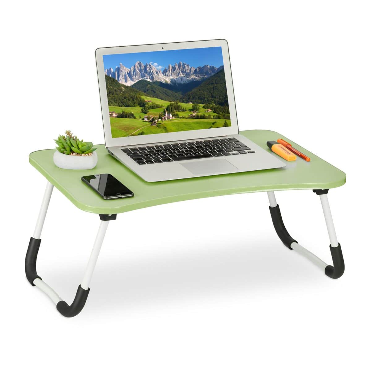 Suport laptop, pliabil, MDF, verde , 26 x 63 x 40 cm, Relaxdays - imagine 2