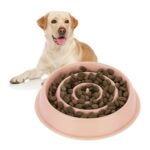 Bol anti-sling, pentru mancare lenta, roz, 400 ml, 4 x 21 cm