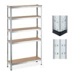 Raft industrial cu 5 rafturi, placi MDF, cadru otel gri, 180 x 100 x 30 cm