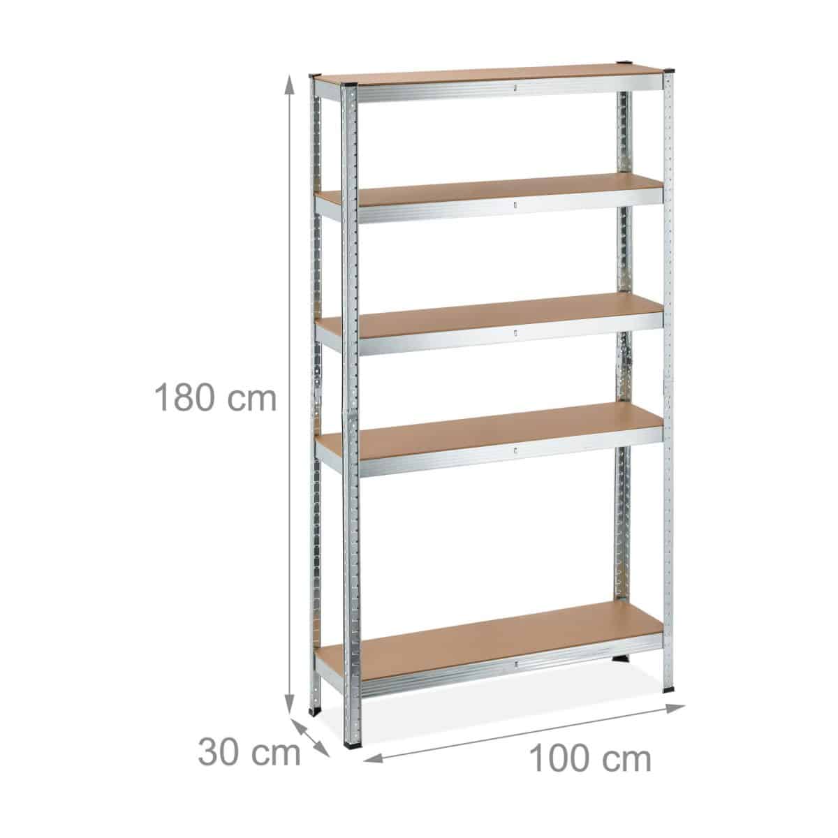 Raft industrial cu 5 rafturi, placi MDF, cadru otel gri, 180 x 100 x 30 cm - imagine 4