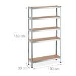 Raft industrial cu 5 rafturi, placi MDF, cadru otel gri, 180 x 100 x 30 cm - imagine 4