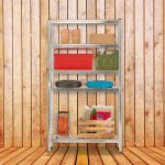 Raft industrial cu 5 rafturi, placi MDF, cadru otel gri, 180 x 100 x 30 cm - imagine 5