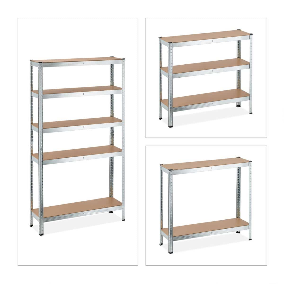 Raft industrial cu 5 rafturi, placi MDF, cadru otel gri, 180 x 100 x 30 cm - imagine 6