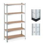 Raft industrial cu 5 rafturi, placi MDF, cadru otel gri, 180 x 100 x 40 cm