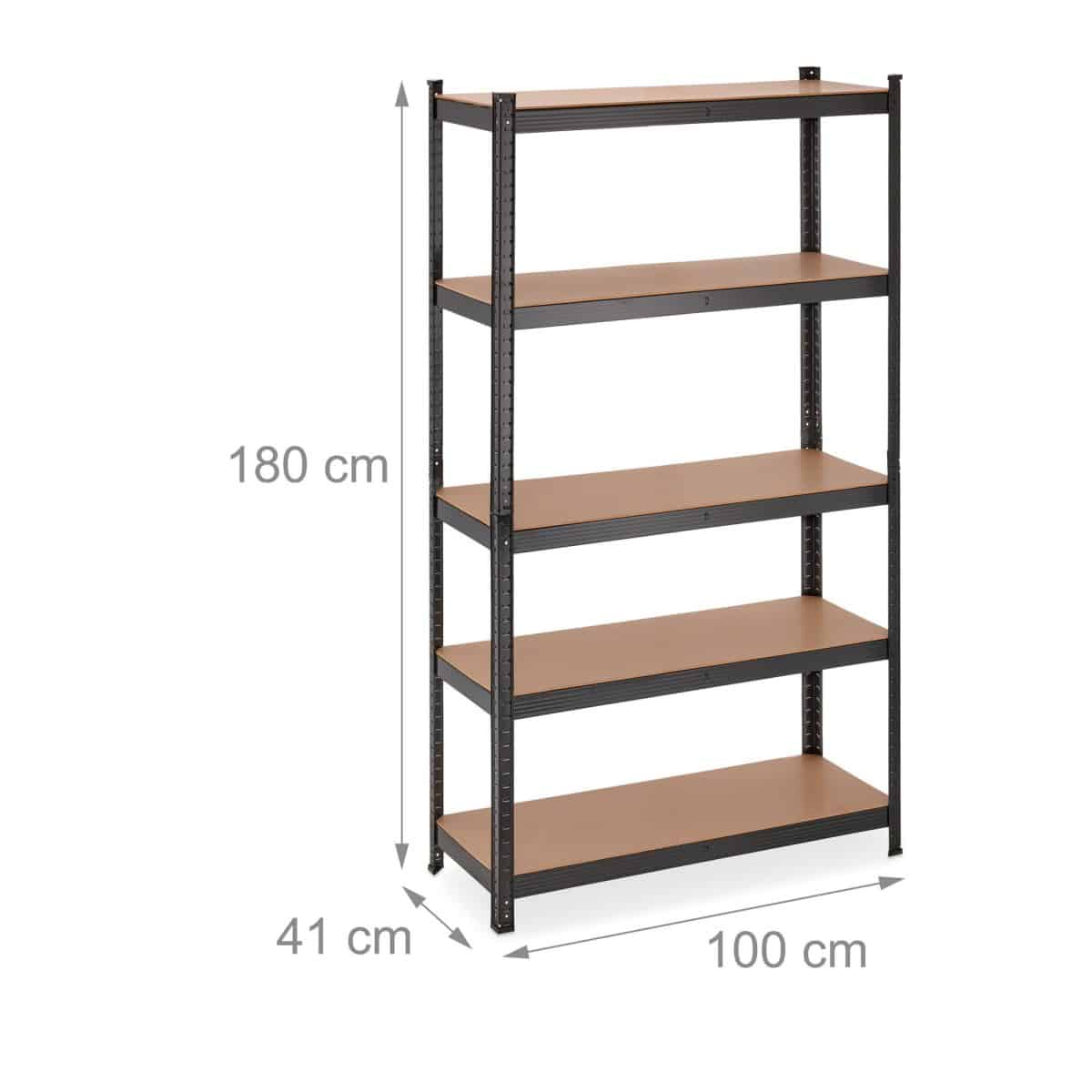 Raft industrial cu 5 rafturi, placi MDF, cadru otel negru, 180 x 100 x 41 cm - imagine 4