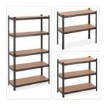 Raft industrial cu 5 rafturi, placi MDF, cadru otel negru, 180 x 100 x 41 cm - imagine 6