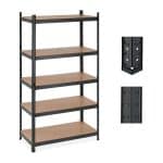 Raft industrial cu 5 rafturi, placi MDF, cadru otel negru, 180 x 100 x 50 cm