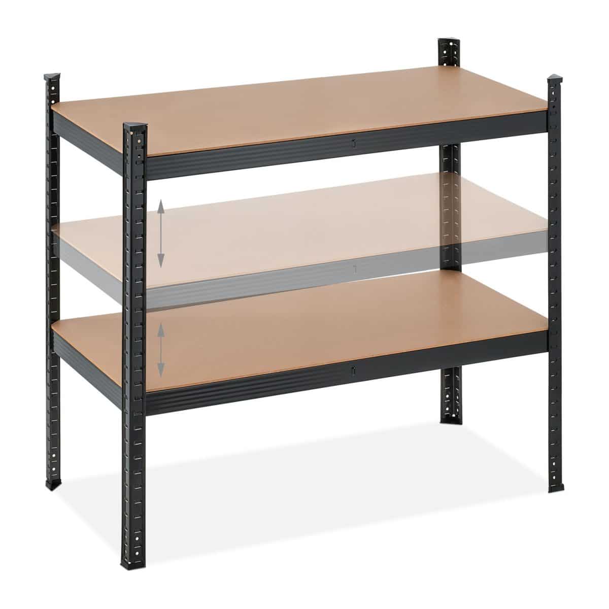 Raft industrial cu 5 rafturi, placi MDF, cadru otel negru, 180 x 100 x 50 cm - imagine 7