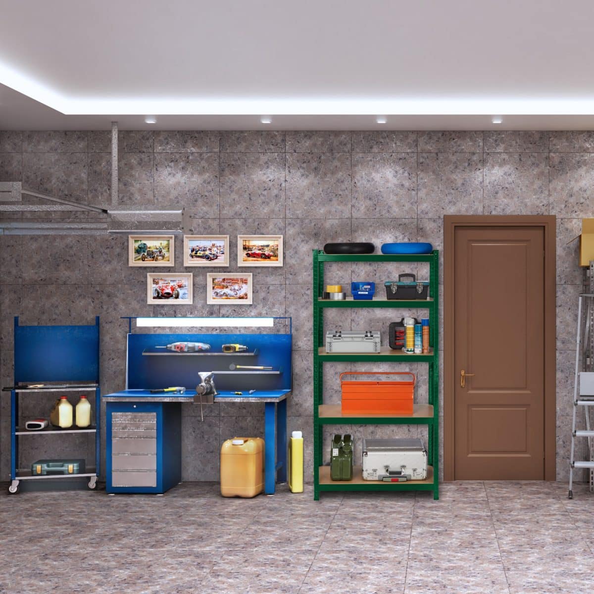 Raft industrial cu 5 rafturi, placi MDF, cadru otel verde, 180 x 90 x 40 cm - imagine 2