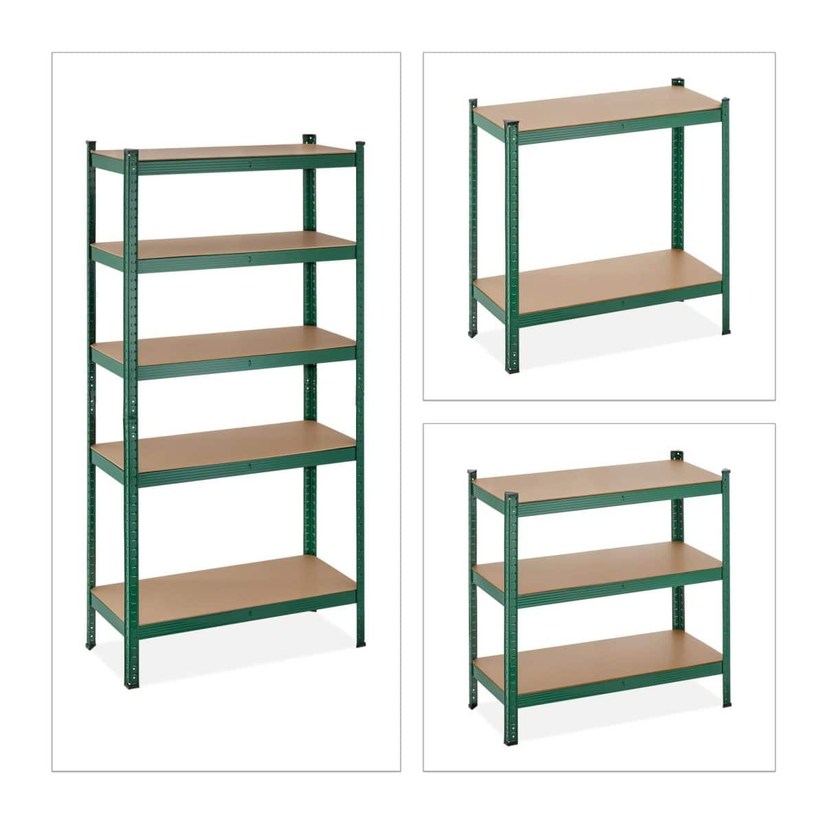 Raft industrial cu 5 rafturi, placi MDF, cadru otel verde, 180 x 90 x 40 cm - imagine 6