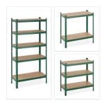 Raft industrial cu 5 rafturi, placi MDF, cadru otel verde, 180 x 90 x 40 cm - imagine 6