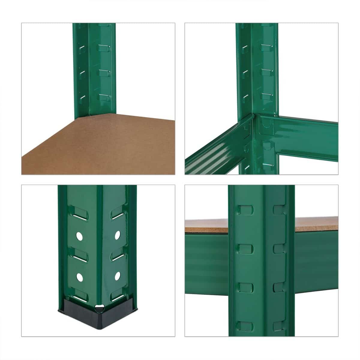 Raft industrial cu 5 rafturi, placi MDF, cadru otel verde, 180 x 90 x 40 cm - imagine 8