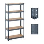 Raft industrial cu 5 rafturi, placi MDF, cadru otel gri, 150 x 75 x 30 cm