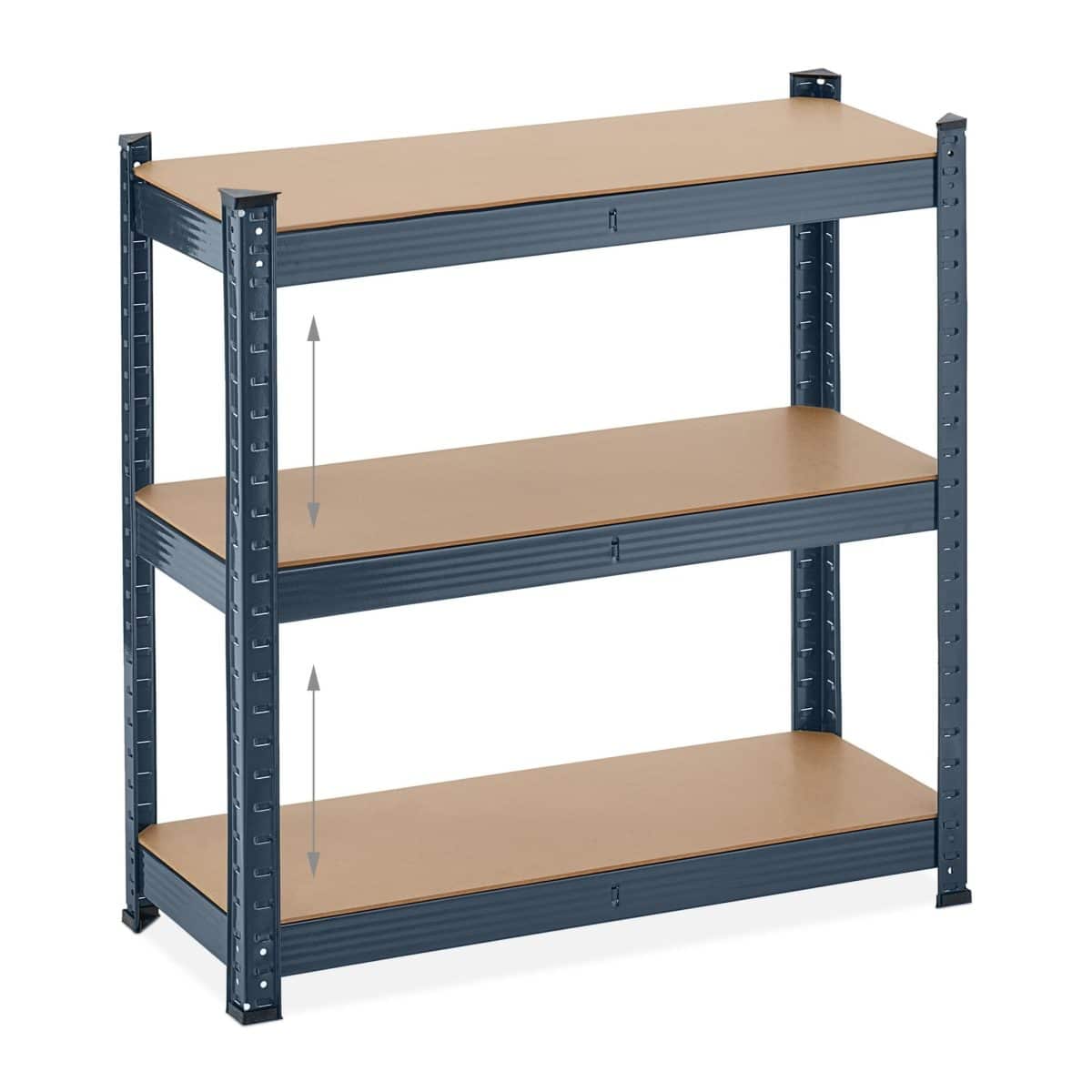 Raft industrial cu 5 rafturi, placi MDF, cadru otel gri, 150 x 75 x 30 cm - imagine 7