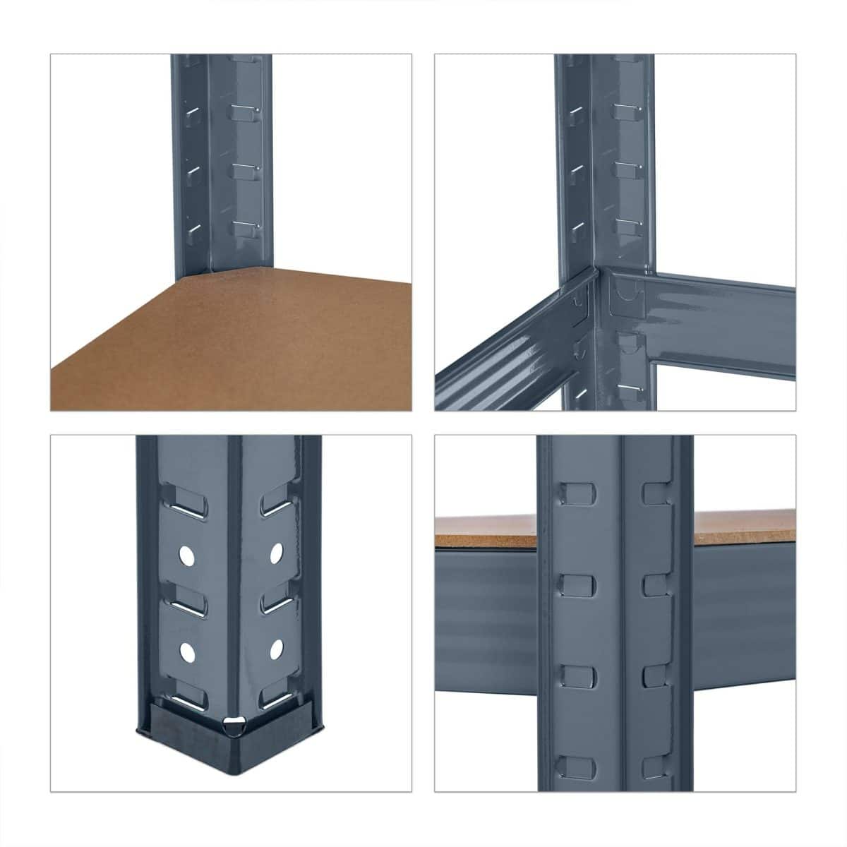Raft industrial cu 5 rafturi, placi MDF, cadru otel gri, 150 x 75 x 30 cm - imagine 8