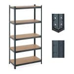 Raft industrial cu 5 rafturi, placi MDF, cadru otel gri, 180 x 90 x 45 cm