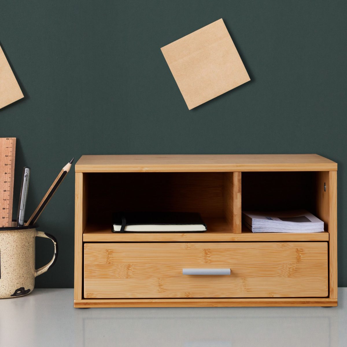Organizator de birou, din bambus, 22 x 40 x 31 cm, Relaxdays - imagine 2