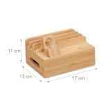 Suport telefon, smartwatch si casti, suport incarcator, din bambus, 11 x 17 x 13 cm - imagine 4
