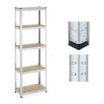 Raft industrial cu 5 polite depozitare, sustinere 500 kg, placi MDF, cadru otel, 180 x 60 x 30 cm, Relaxdays