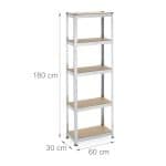 Raft industrial cu 5 polite depozitare, sustinere 500 kg, placi MDF, cadru otel, 180 x 60 x 30 cm, Relaxdays - imagine 4