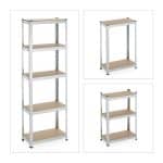 Raft industrial cu 5 polite depozitare, sustinere 500 kg, placi MDF, cadru otel, 180 x 60 x 30 cm, Relaxdays - imagine 6