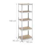 Raft industrial cu 5 polite depozitare, sustinere totala 500 kg, placi MDF, cadru otel, 180 x 60 x 45 cm - imagine 4