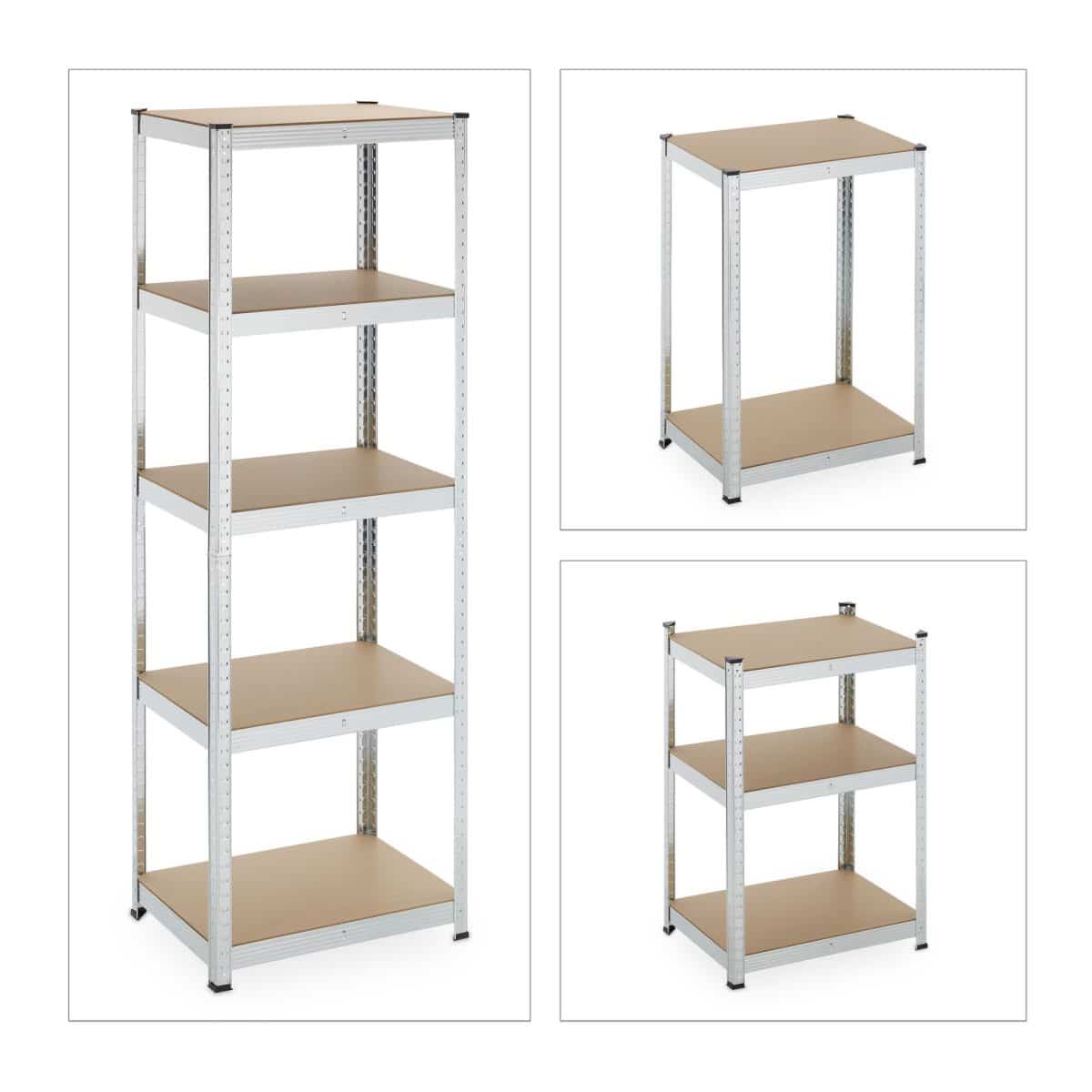 Raft industrial cu 5 polite depozitare, sustinere totala 500 kg, placi MDF, cadru otel, 180 x 60 x 45 cm - imagine 6