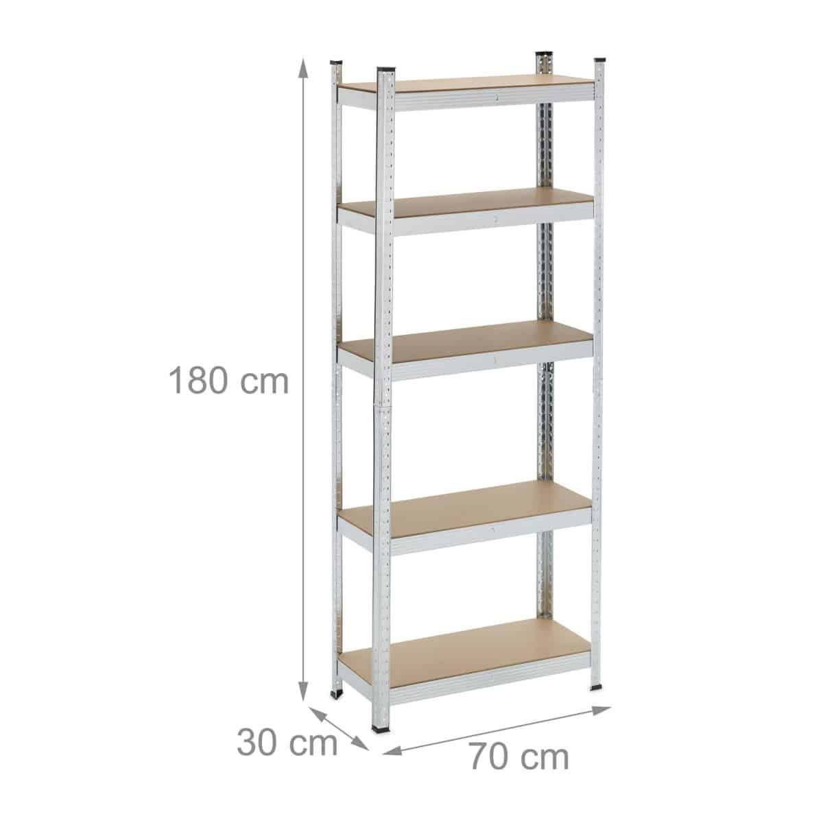 Raft industrial cu 5 rafturi, placi MDF, cadru otel, 180 x 70 x 30 cm - imagine 4