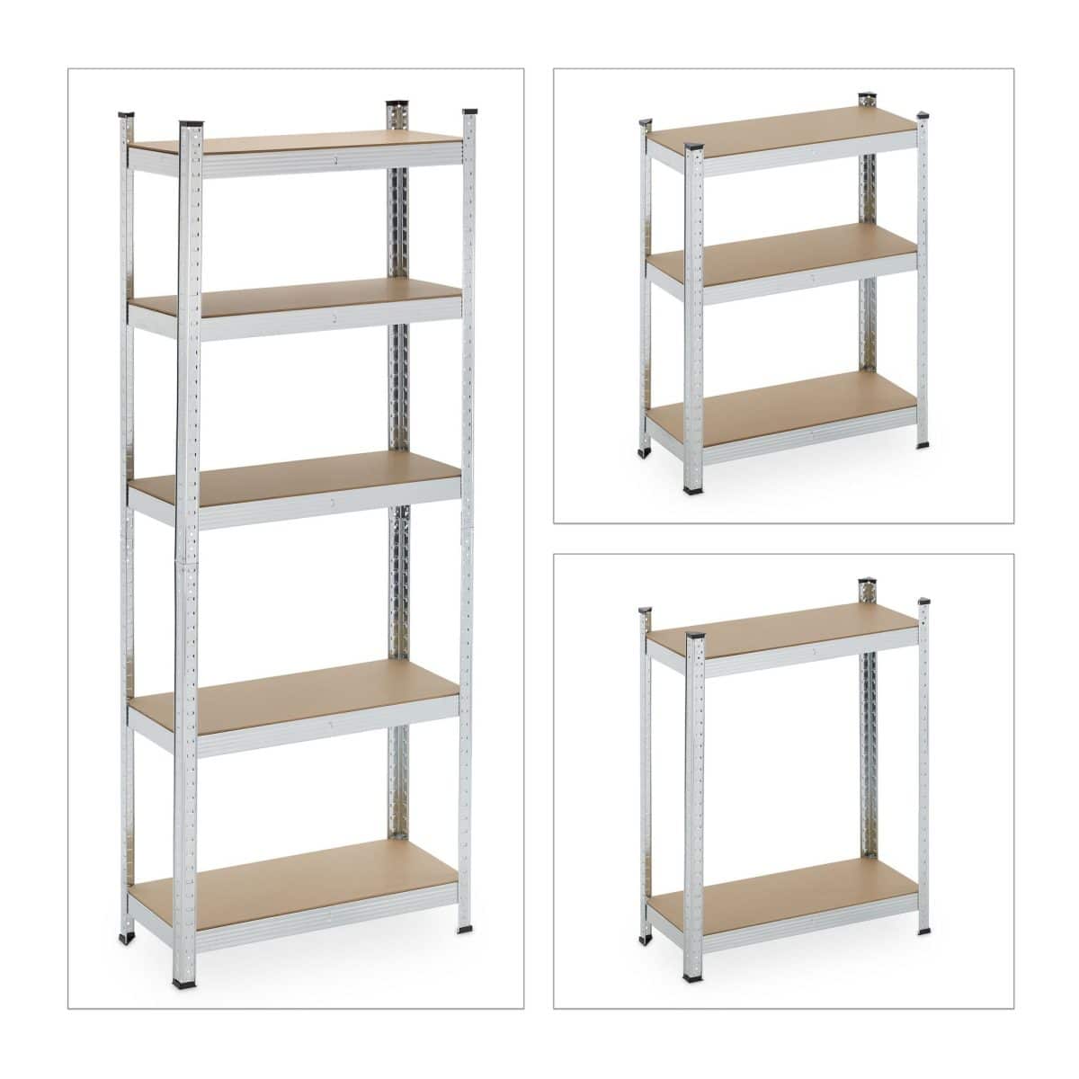 Raft industrial cu 5 rafturi, placi MDF, cadru otel, 180 x 70 x 30 cm - imagine 6
