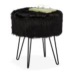 Scaun cu blana sintetica neagra, picioare de otel, capacitate 150 kg, 41 x 37 cm