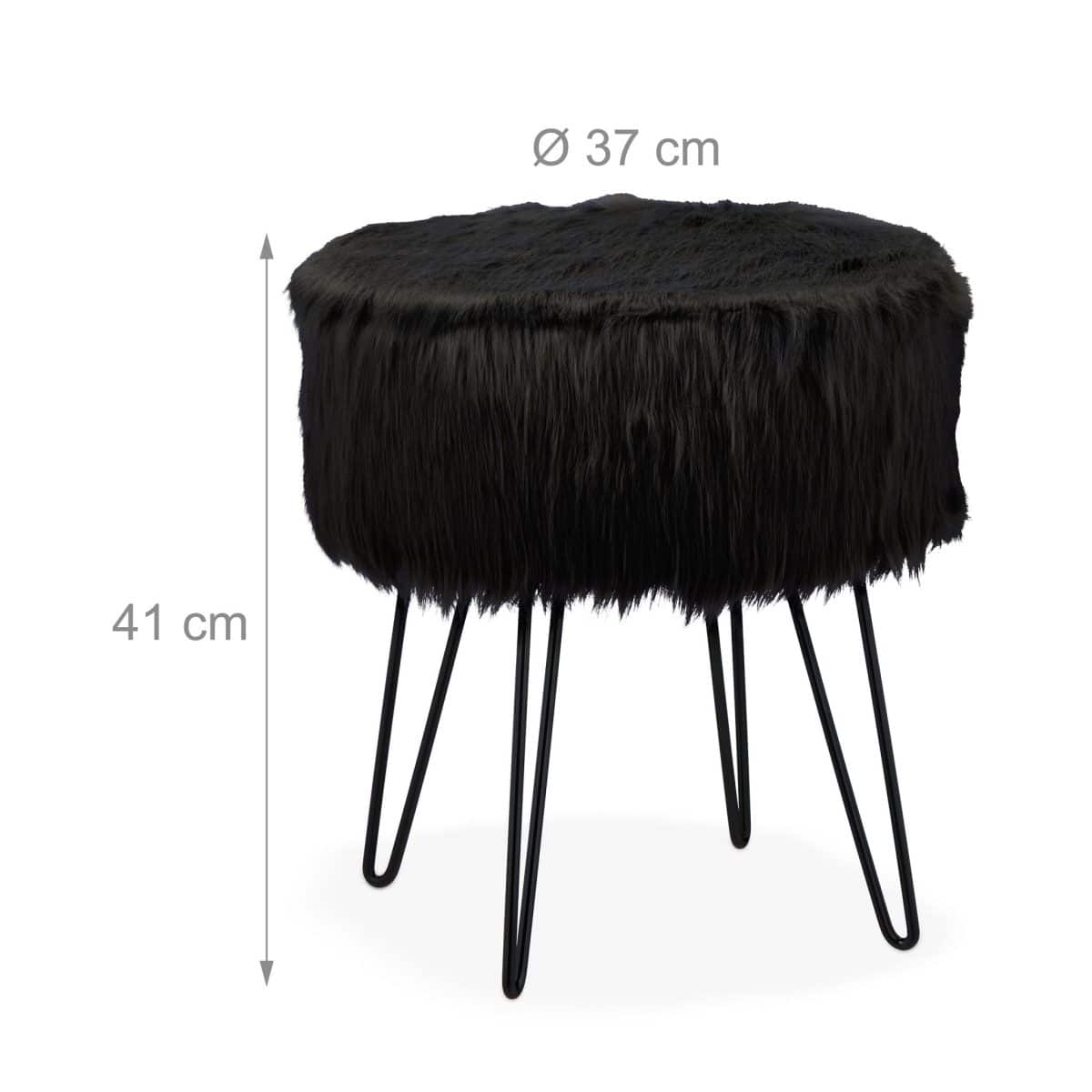 Scaun cu blana sintetica neagra, picioare de otel, capacitate 150 kg, 41 x 37 cm - imagine 4