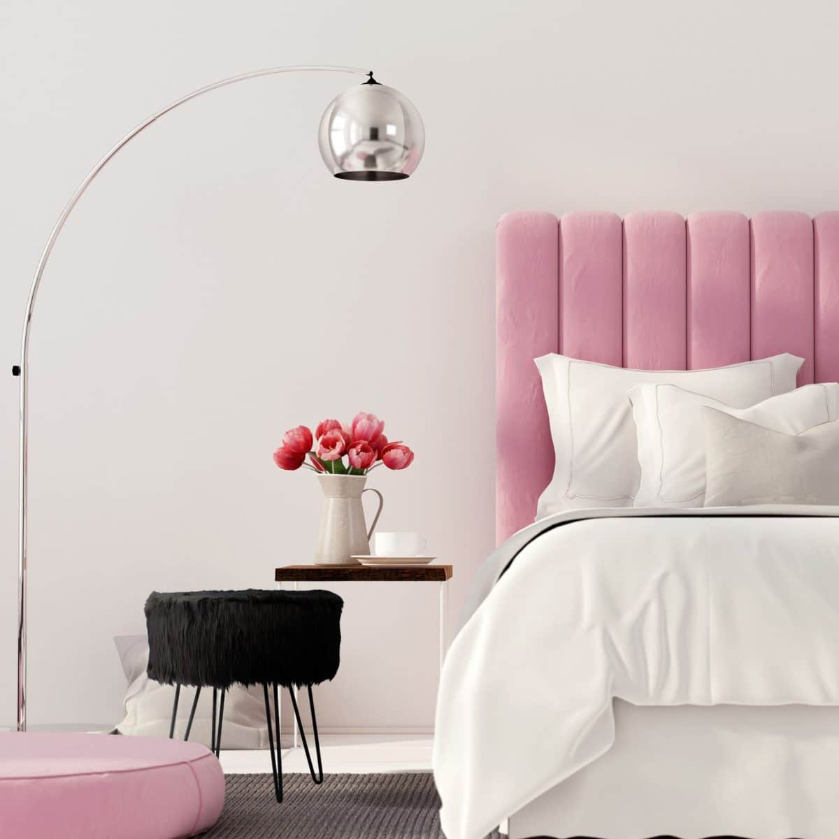 Scaun cu blana sintetica neagra, picioare de otel, capacitate 150 kg, 41 x 37 cm - imagine 3