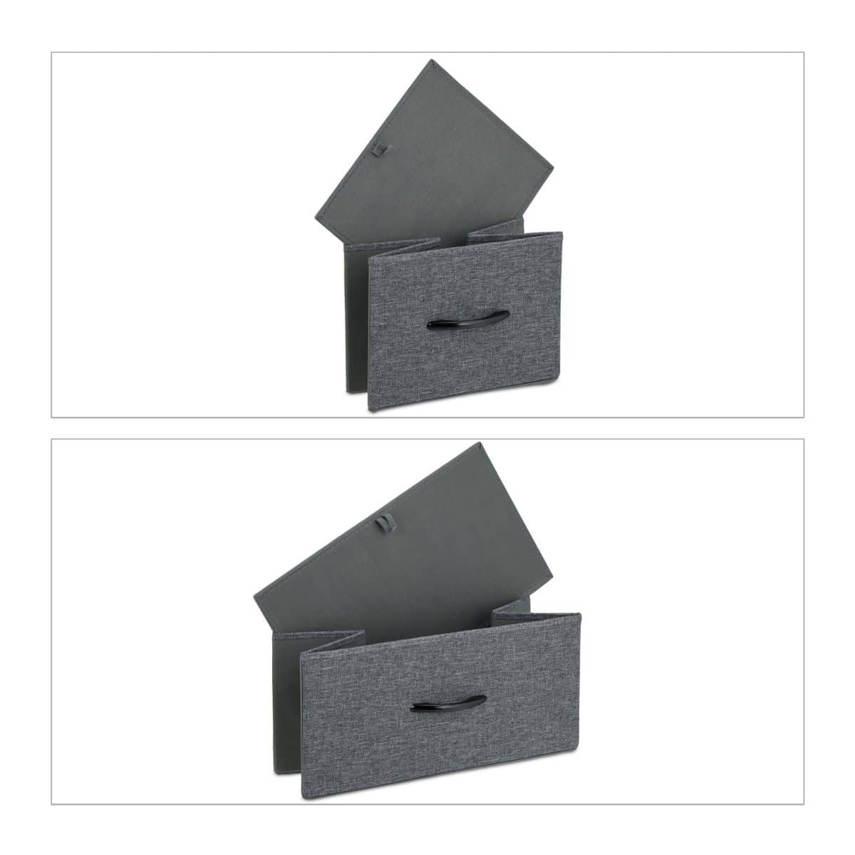 Comoda cu 9 sertare textile de doua dimensiuni, gri, blat MDF, cadru metal, 100 x 100 x 30 cm - imagine 3