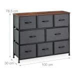 Comoda cu 8 sertare textile de doua dimensiuni, blat MDF, cadru metal, gri, 78,5 x 100 x 30 cm - imagine 6