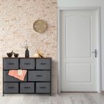 Comoda cu 8 sertare textile de doua dimensiuni, blat MDF, cadru metal, gri, 78,5 x 100 x 30 cm - imagine 4