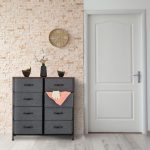 Comoda cu 8 sertare textile, MDF/metal, gri, 81,5 x 80 x 30 cm - imagine 8