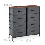 Comoda cu 8 sertare textile, MDF/metal, gri, 81,5 x 80 x 30 cm - imagine 7
